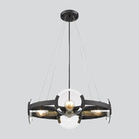 4/6 Lights Circular Pendant Chandelier Farmhouse Black Metallic Ceiling Light - Rebooters