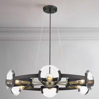 4/6 Lights Circular Pendant Chandelier Farmhouse Black Metallic Ceiling Light - Rebooters