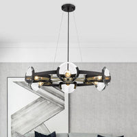 4/6 Lights Circular Pendant Chandelier Farmhouse Black Metallic Ceiling Light - Rebooters