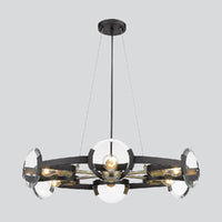 4/6 Lights Circular Pendant Chandelier Farmhouse Black Metallic Ceiling Light - Rebooters