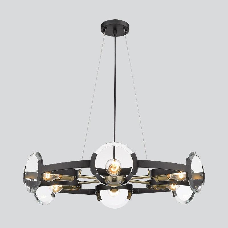 4/6 Lights Circular Pendant Chandelier Farmhouse Black Metallic Ceiling Light - Rebooters