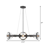 4/6 Lights Circular Pendant Chandelier Farmhouse Black Metallic Ceiling Light - Rebooters