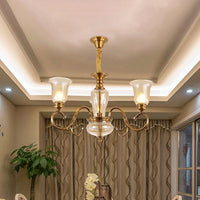 Bell Living Room Chandelier Lamp Farmhouse Clear Glass 3 Lights - Rebooters