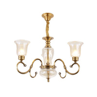 Bell Living Room Chandelier Lamp Farmhouse Clear Glass 3 Lights - Rebooters