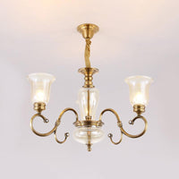 Bell Living Room Chandelier Lamp Farmhouse Clear Glass 3 Lights - Rebooters