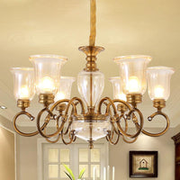 Bell Living Room Chandelier Lamp Farmhouse Clear Glass 3 Lights - Rebooters