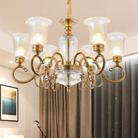 Bell Living Room Chandelier Lamp Farmhouse Clear Glass 3 Lights - Rebooters