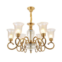 Bell Living Room Chandelier Lamp Farmhouse Clear Glass 3 Lights - Rebooters