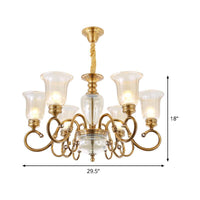 Bell Living Room Chandelier Lamp Farmhouse Clear Glass 3 Lights - Rebooters