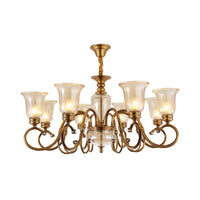 Bell Living Room Chandelier Lamp Farmhouse Clear Glass 3 Lights - Rebooters