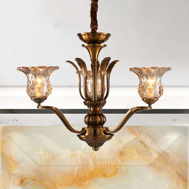 Flower Clear Glass Pendant Chandelier Rural 3/6/8 Heads - Rebooters