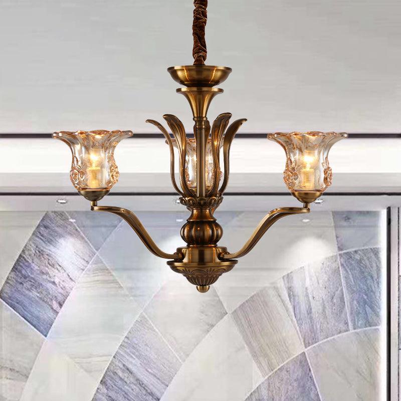 Flower Clear Glass Pendant Chandelier Rural 3/6/8 Heads - Rebooters