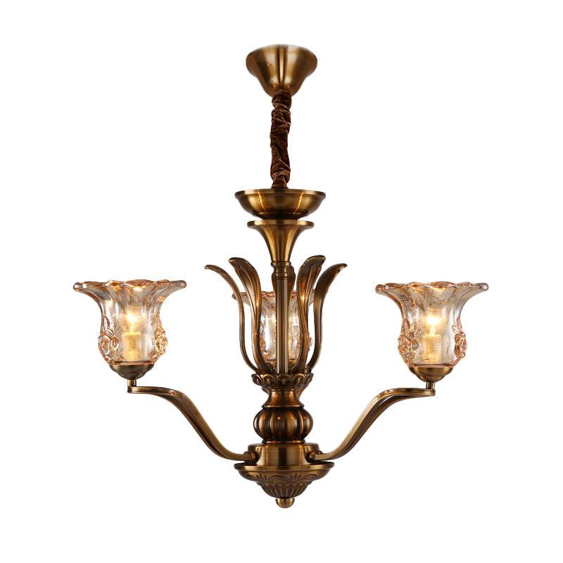 Flower Clear Glass Pendant Chandelier Rural 3/6/8 Heads - Rebooters