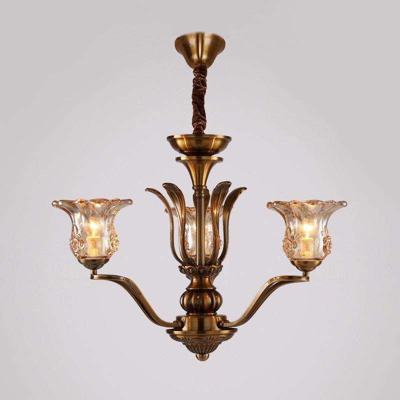 Flower Clear Glass Pendant Chandelier Rural 3/6/8 Heads - Rebooters