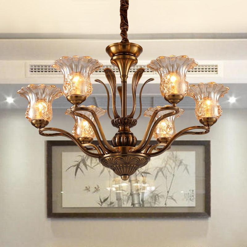 Flower Clear Glass Pendant Chandelier Rural 3/6/8 Heads - Rebooters