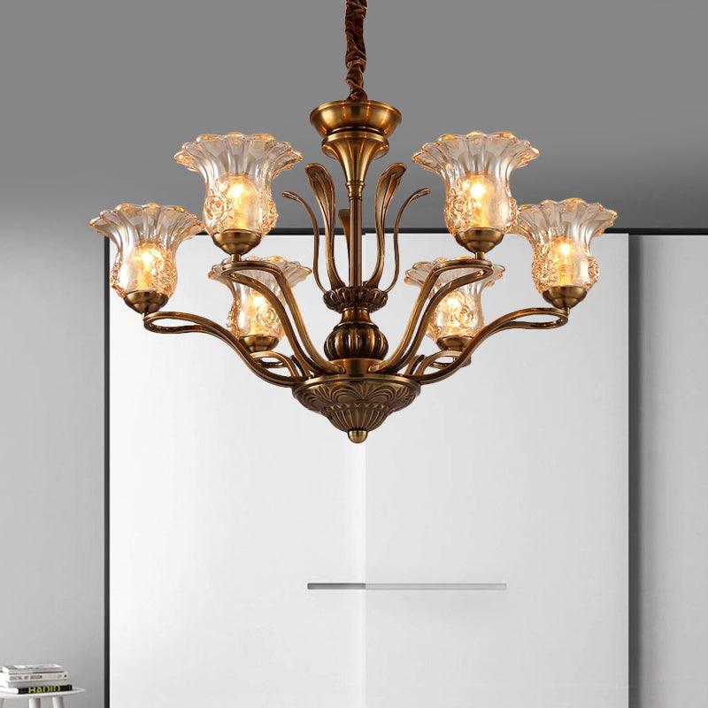 Flower Clear Glass Pendant Chandelier Rural 3/6/8 Heads - Rebooters