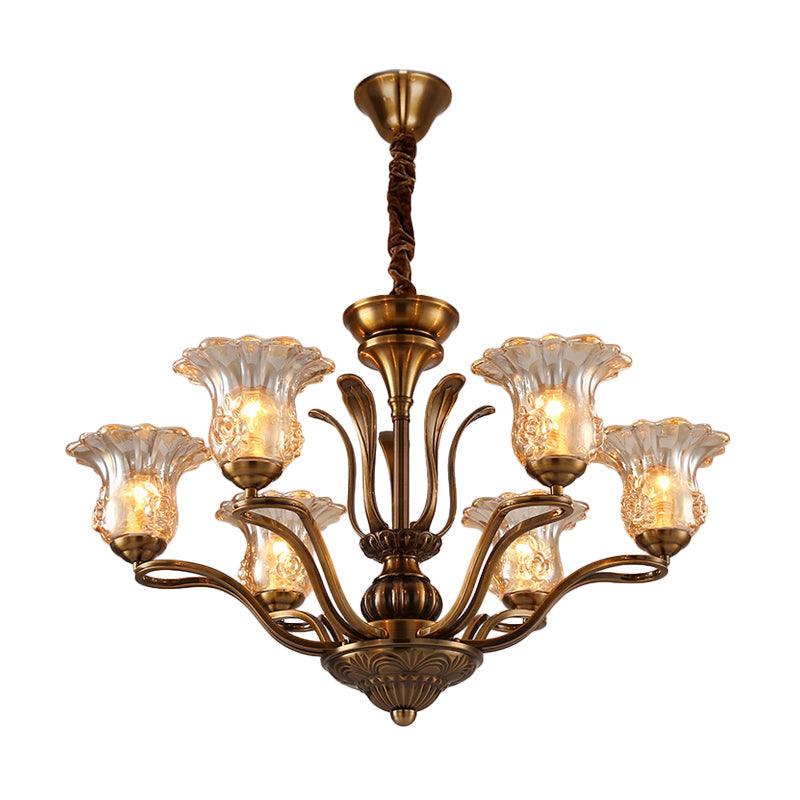Flower Clear Glass Pendant Chandelier Rural 3/6/8 Heads - Rebooters
