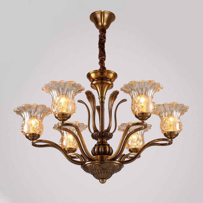 Flower Clear Glass Pendant Chandelier Rural 3/6/8 Heads - Rebooters