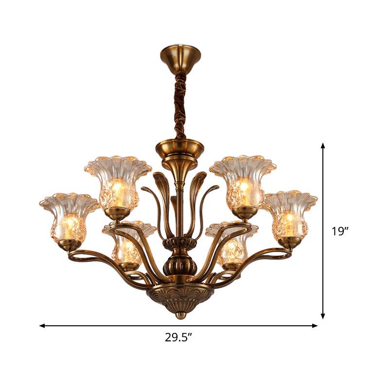 Flower Clear Glass Pendant Chandelier Rural 3/6/8 Heads - Rebooters
