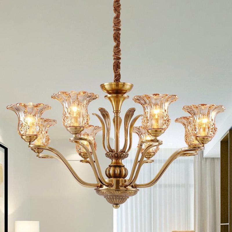 Flower Clear Glass Pendant Chandelier Rural 3/6/8 Heads - Rebooters