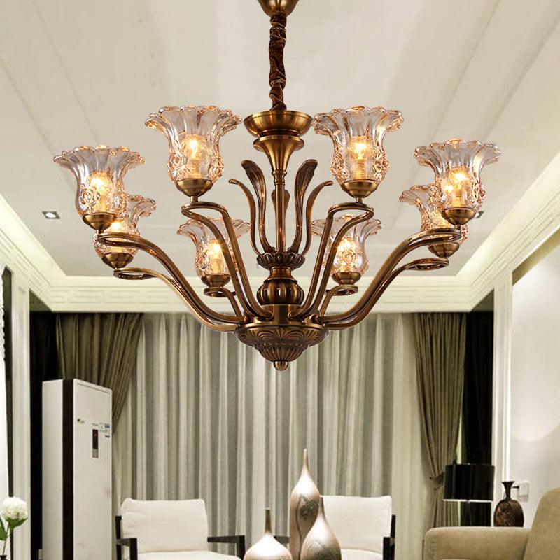 Flower Clear Glass Pendant Chandelier Rural 3/6/8 Heads - Rebooters