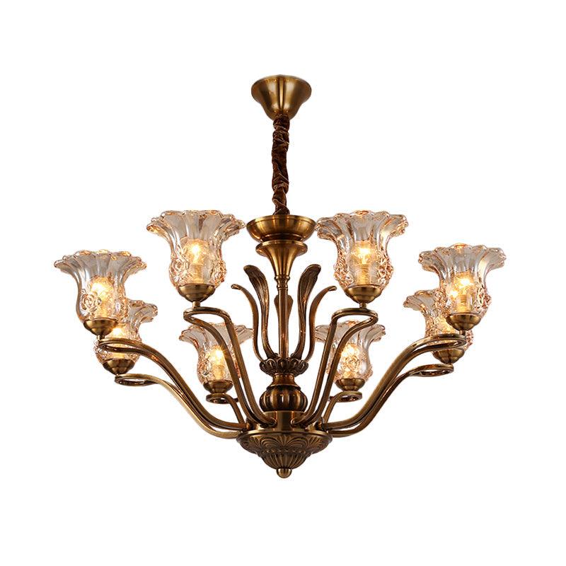 Flower Clear Glass Pendant Chandelier Rural 3/6/8 Heads - Rebooters