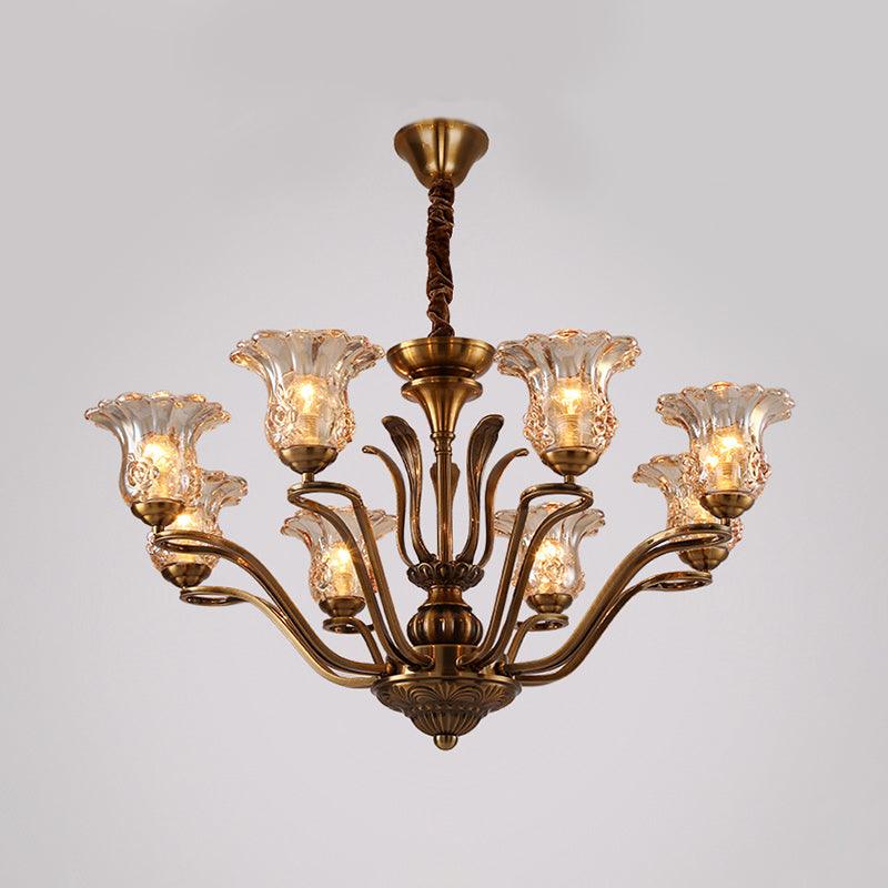 Flower Clear Glass Pendant Chandelier Rural 3/6/8 Heads - Rebooters