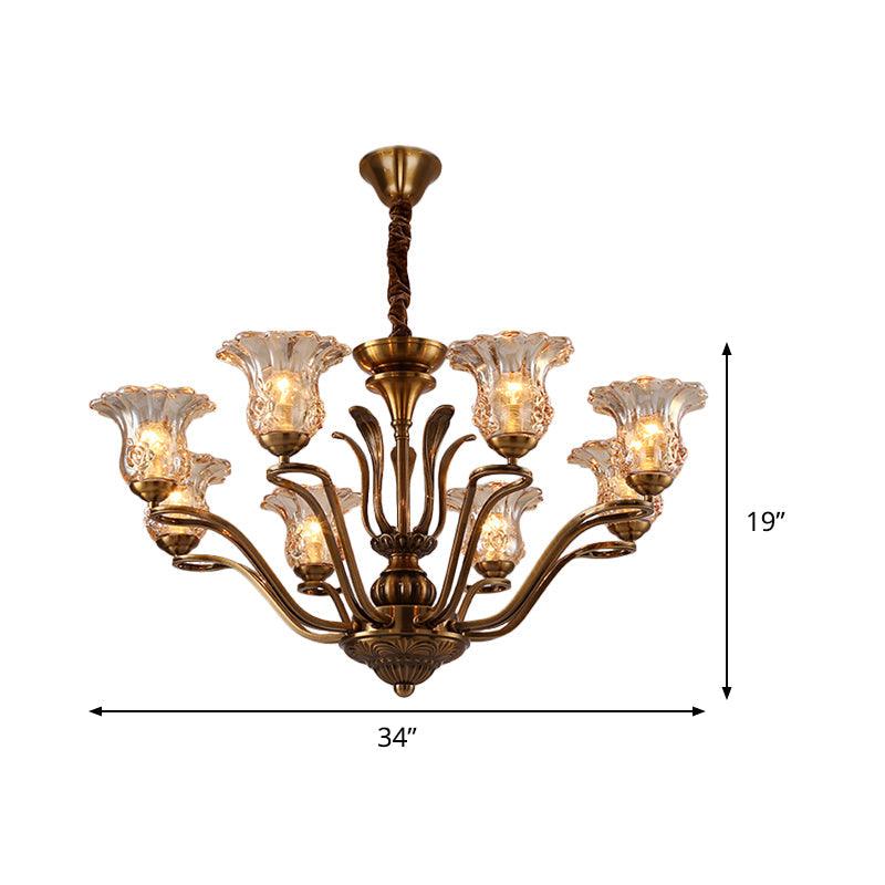 Flower Clear Glass Pendant Chandelier Rural 3/6/8 Heads - Rebooters