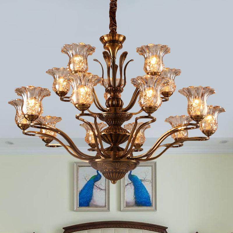 Flower Clear Glass Pendant Chandelier Rural 3/6/8 Heads - Rebooters