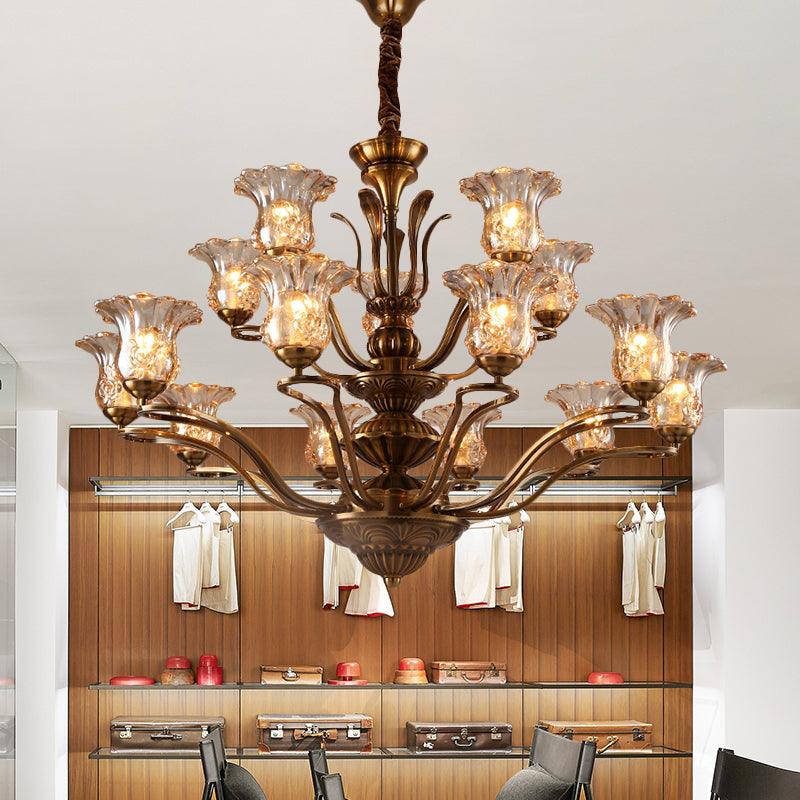 Flower Clear Glass Pendant Chandelier Rural 3/6/8 Heads - Rebooters