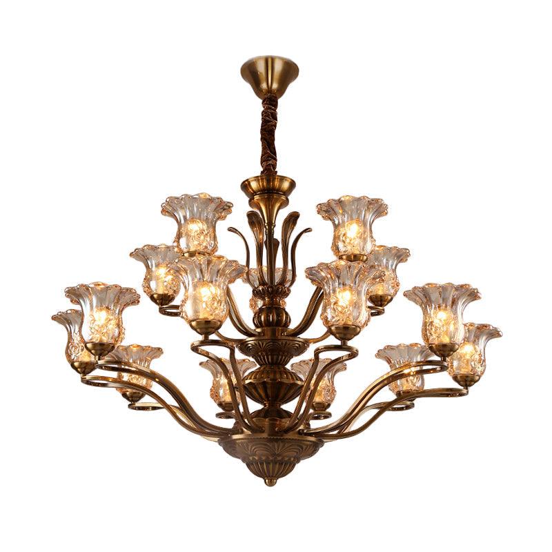Flower Clear Glass Pendant Chandelier Rural 3/6/8 Heads - Rebooters