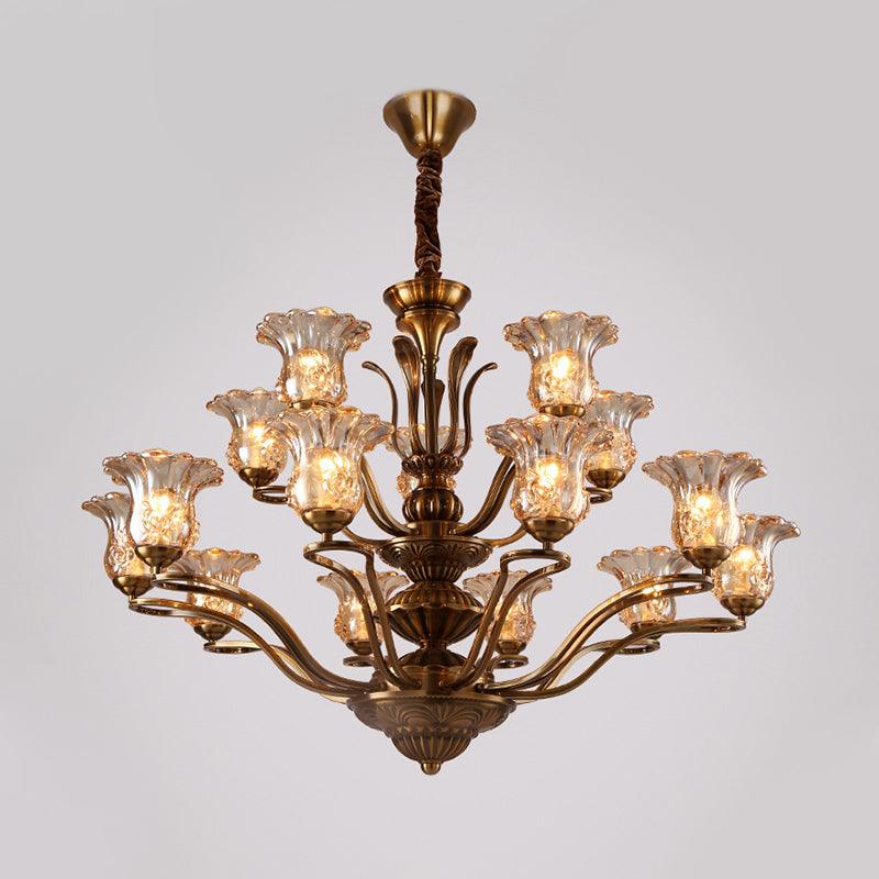 Flower Clear Glass Pendant Chandelier Rural 3/6/8 Heads - Rebooters