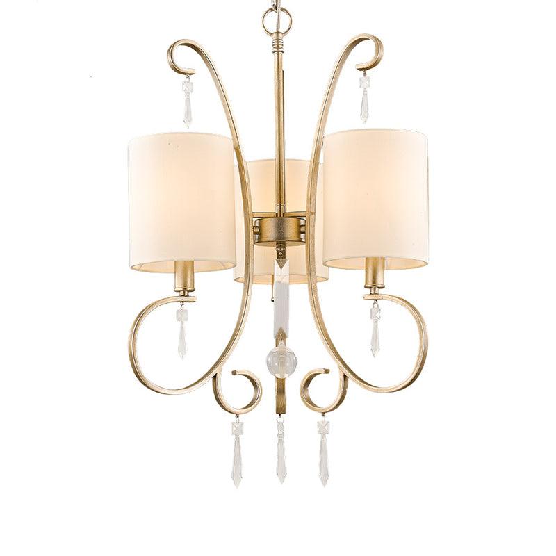 Gold Cylinder Chandelier Light Fixture Traditional Fabric Lamp - Rebooters