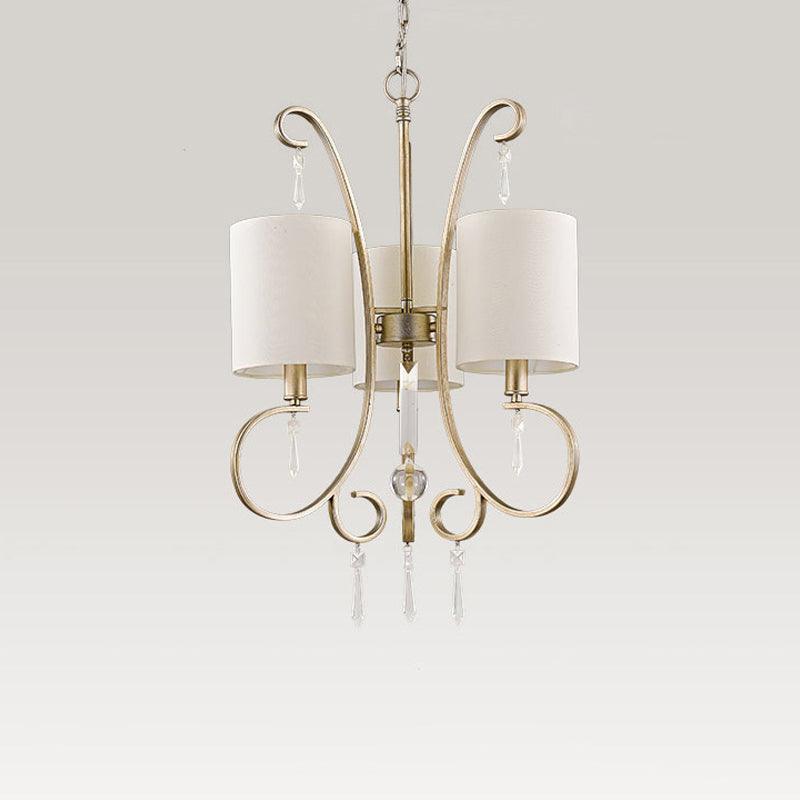 Gold Cylinder Chandelier Light Fixture Traditional Fabric Lamp - Rebooters
