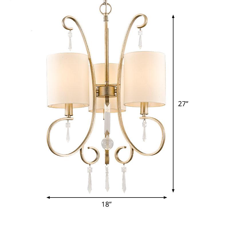 Gold Cylinder Chandelier Light Fixture Traditional Fabric Lamp - Rebooters