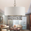 Fabric White Finish Ceiling Chandelier Drum Shade 5-Light Pendant Light Fixture - Rebooters
