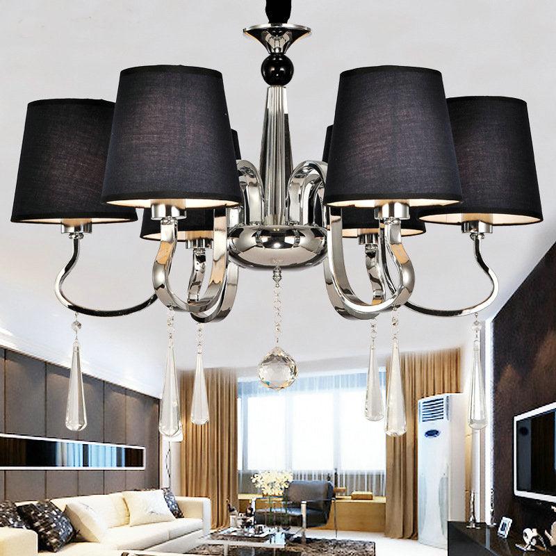 6/8 Heads Metal Suspension Lamp Country Conic Fabric Chandelier - Rebooters