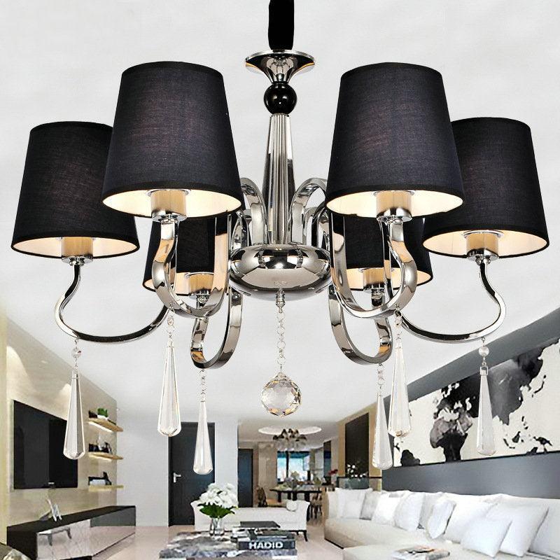 6/8 Heads Metal Suspension Lamp Country Conic Fabric Chandelier - Rebooters