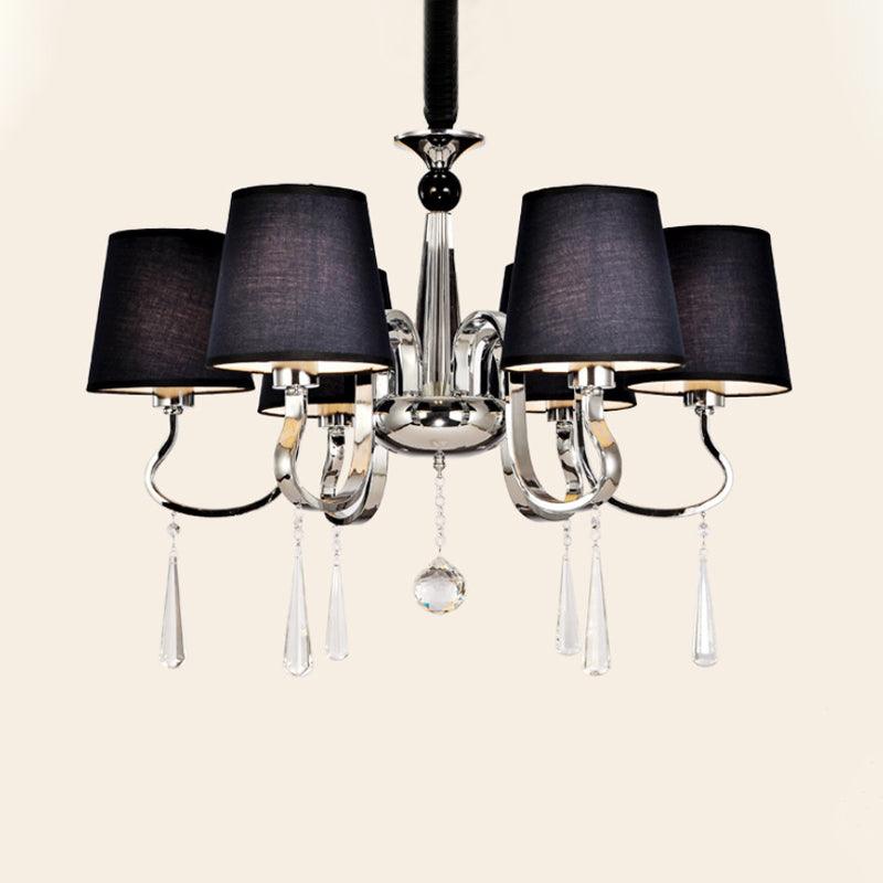 6/8 Heads Metal Suspension Lamp Country Conic Fabric Chandelier - Rebooters