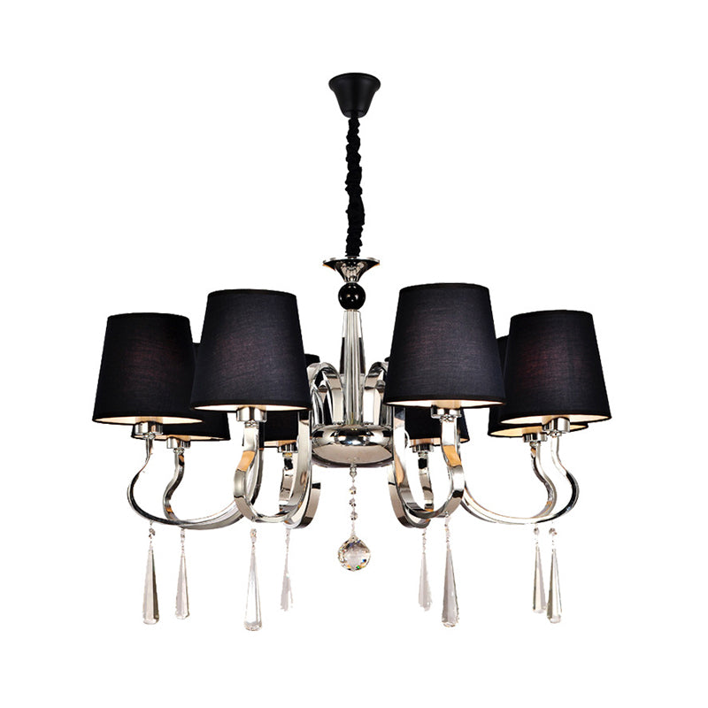 6/8 Heads Metal Suspension Lamp Country Conic Fabric Chandelier - Rebooters