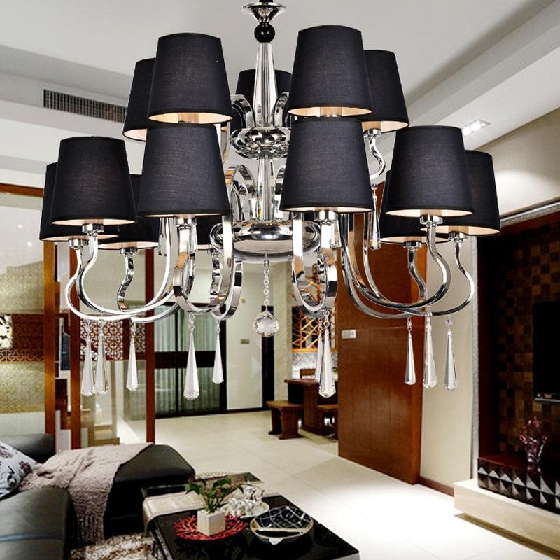 6/8 Heads Metal Suspension Lamp Country Conic Fabric Chandelier - Rebooters