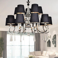 6/8 Heads Metal Suspension Lamp Country Conic Fabric Chandelier - Rebooters