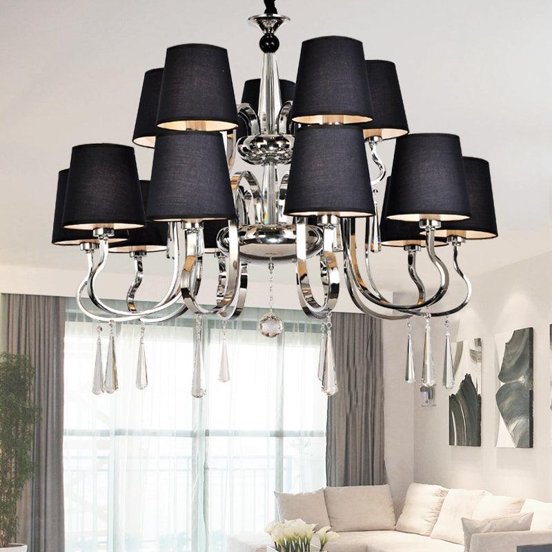 6/8 Heads Metal Suspension Lamp Country Conic Fabric Chandelier - Rebooters