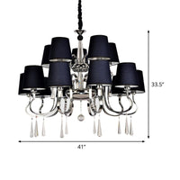 6/8 Heads Metal Suspension Lamp Country Conic Fabric Chandelier - Rebooters