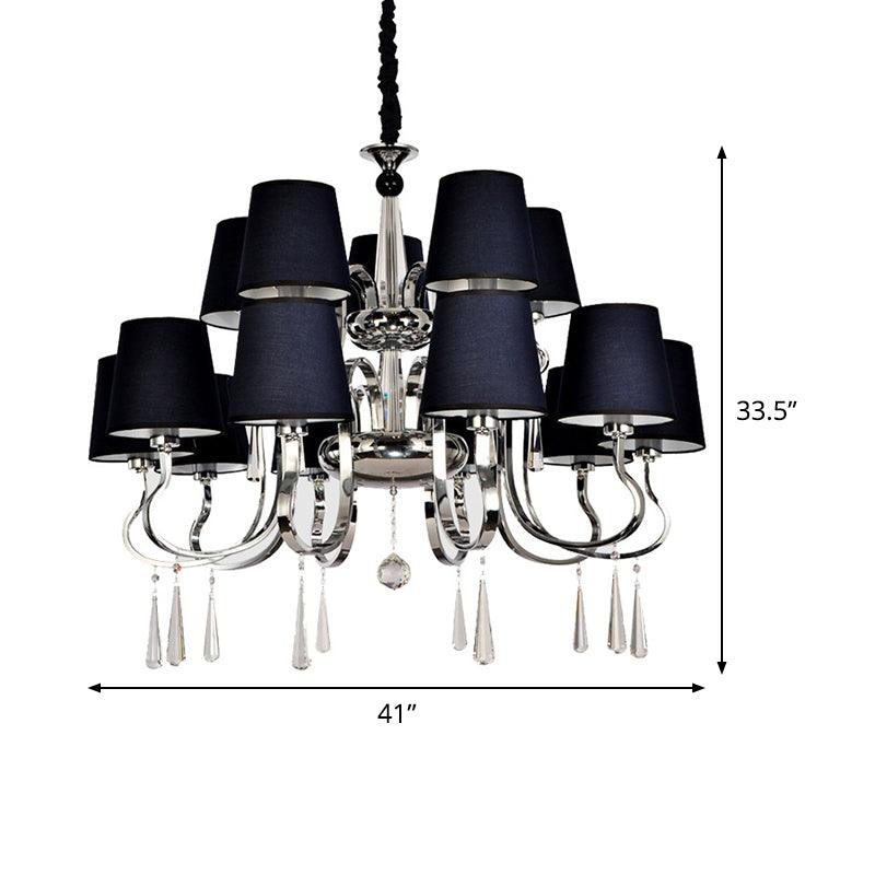 6/8 Heads Metal Suspension Lamp Country Conic Fabric Chandelier - Rebooters
