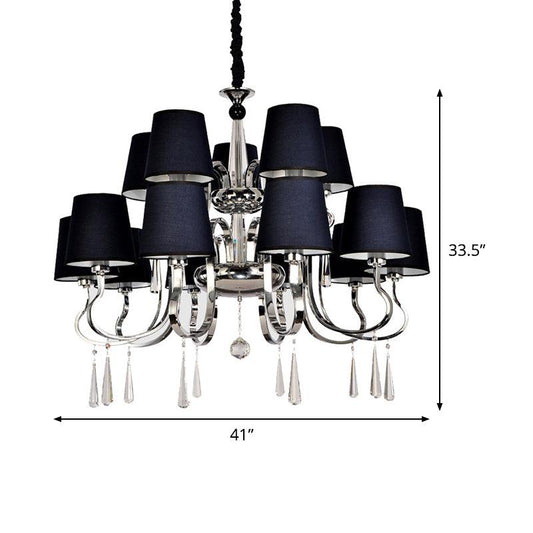 6/8 Heads Metal Suspension Lamp Country Conic Fabric Chandelier - Rebooters