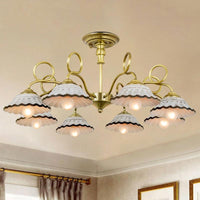 3/6 Heads Flared Chandelier Lamp Traditional Gold Ceramic Lighting - Rebooters