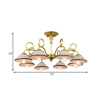 3/6 Heads Flared Chandelier Lamp Traditional Gold Ceramic Lighting - Rebooters