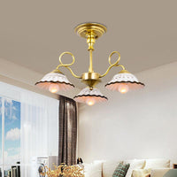 3/6 Heads Flared Chandelier Lamp Traditional Gold Ceramic Lighting - Rebooters