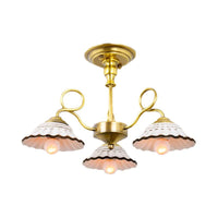 3/6 Heads Flared Chandelier Lamp Traditional Gold Ceramic Lighting - Rebooters